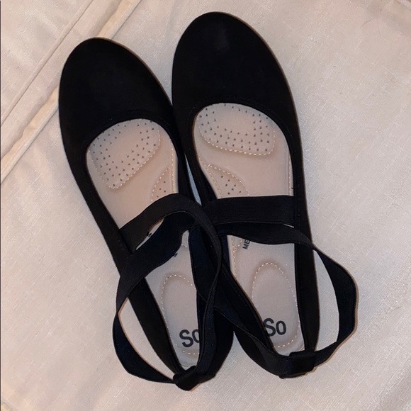 Black dress flats with straps